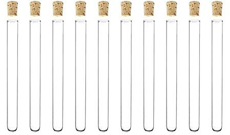 QUNINE Experiment liefert 25 Stück – 34 ml Kunststoff-Reagenzgläser 20 x 150 mm mit Korkstopfen, 6 Zoll klare Labor-Chemie-Laborröhrchen (Größe: 20 x 150 mm)