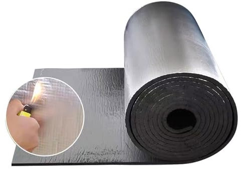 Pannelli Isolanti Termici per Porte, Autoadesivo Nucleo Isolante in Schiuma, Spessore di 5 mm Ignifugo Barriera al Vapore Isolamento Termico Esterno, Pannello Alluminio per Termosifoni ( Size : 1mx2m