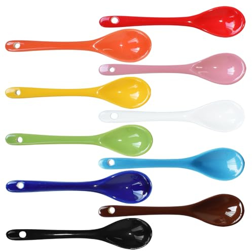 Xmomx 10 Color Porcelain Egg Spoons Ceramic Spoons 5 inch Coffee Dessert Yogurt Tea Milky Tea