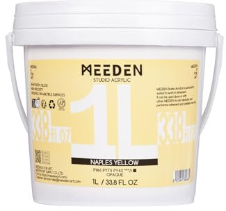 MEEDEN Giallo Colori Acrilici: 1L Corpo Pesante Gloss Non Tossici - Colori Acrilici per Dipingere, per Tela, Legno e Pietra, Adatto per Principianti e Professionisti - Naples Yellow