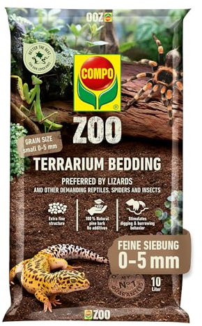 COMPO Zoo Terrarien-Substrat universal - für alle Arten von Echsen und andere anspruchsvolle Reptilien, Amphibien und Wirbellose - natürliche Pinienrinde - feine Körnung 0-5 mm - 10 Liter