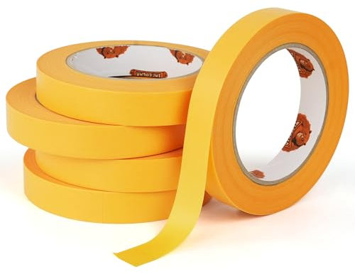 TAPEBEAR Ruban de Masquage Professionnel pour Surfaces Délicates 19mm x 50m, 5x Adhésif Sans Laisser de Résidus, Lignes de Peinture Tranchantes pour Usage Intérieur, Précis Peindre, Vernir, Rénover