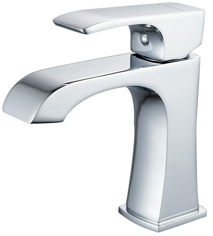 BELZ Basin Taps Mixer Bathroom Sink Mixer Tap Mono Chrome Brass Monoblock Waterfall Spout,with G1/2’’ Hoses