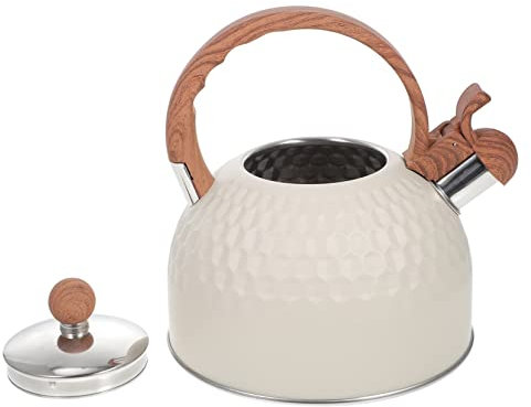 OKUMEYR Edelstahl Teekessel Für Herdarten Mit Komfortablem Hitzeisoliertem Griff Schnelles Erhitzen Retro Design Für Teeliebhaber Und Familien