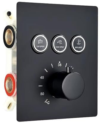 GLYYR Mitigeur Thermostatique Douche Encastré 3 Voies, Robinet de Douche avec 38°C Bouton de sécurité, et Contrôle de Température Constant, Robinet de Douche en Laiton