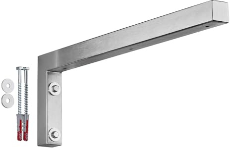 SOTECH 1x Wandkonsole L-Form 450x150x30 mm Edelstahl gebürstet | robuste Regalstütze zur Wandmontage, besonders geeignet für DIY-Projekte