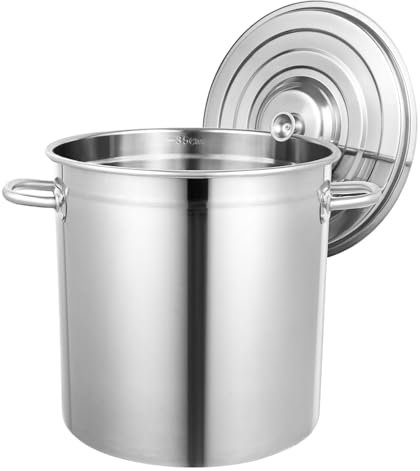 Olla de Calidad Comercial Olla de Acero Inoxidable 201 Olla de inducción Resistente Ollas pulidas saludables Olla Grande con Tapa y asa para cocinar, estofado, Horno, estofado