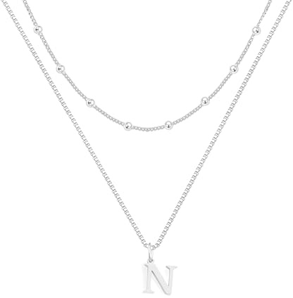 LUXYSODE Initial Necklaces for Wome S925 Silver Letter Necklace Tiny Silver Initial Pendant Name Necklace A-Z Personalized Gift Trendy Jewelry