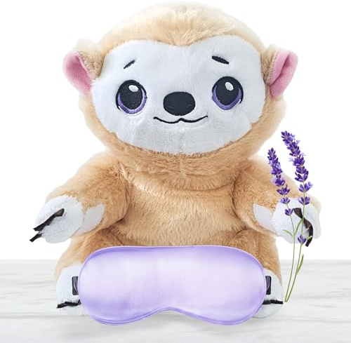 Microwavable Heating Pad for Period Cramps + Eye mask Heating pad–Machine Washable Cover-Cute Stuffed Animal Heating Pad, Portable Menstrual Microwave Heating Pad-Lavender Scent (Hedgehog+Eye mask)