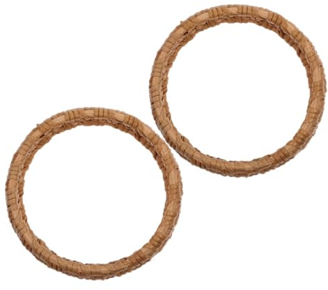 Holibanna Bracelets Légers et Confortables Faits Main Vintage en Rotin Tressé Lot de 2 en Bois Naturel pour Porter en Été Lors de Fêtes Quotidien