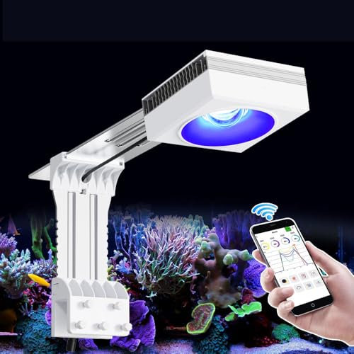PopBloom RL90 Reef 100 Watt Gen 3 Aquarium LED Riff Licht, dimmbare Vollspektrum Marine LED für Meerwasser Korallen Fischbecken für 60cm Salzwasser-Weichkorallen (100W RL90 WiFi (G3))