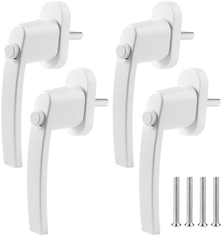 4 Pièces Poignee Fenetre, Securité Fenetre Poignée de Fenêtre Blanche en Aluminium Poignée Fenetre PVC Poignée de Porte avec Vis, pour Toutes Les Fenêtres et Portes de Balcon