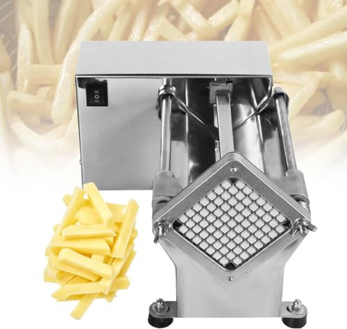 VNATWGOO Coupe-Frites éLectrique, Hachoir à LéGumes Automatique à 3 Lames, en Acier Inoxydable, pour Cuisine Professionnelle