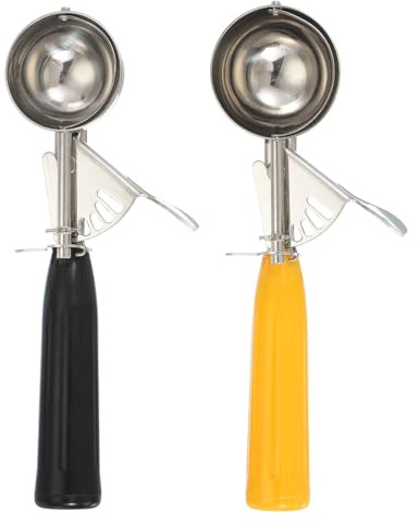 sourcing map 2 Pcs Cookie Scoops, Ice Cream Scoop with Trigger for Baking Cookie Dough Rice Pudding Kitchen Gadget, Black, Yellow