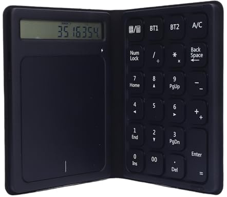Dpofirs Número de Bluetooth Pad, Teclado Numérico Inalámbrico Plegable con Panel Táctil y Calculadora, 23 Teclas 3 en 1 Teclado Ultra Delgado con Estuche de Cuero PU para la Computadora