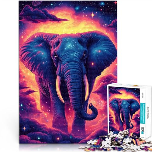 Quizspiel Himmlischer Elefant am kosmischen Horizont 1000-teilige Puzzles für Erwachsene 26x38cm tolles Geschenk für ab 14 Jahren