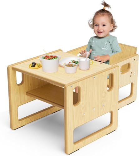 MINENICE Ensemble Table et chaises pour Tout-Petits, mobilier pour Enfants pour Jouer, Manger et bricoler, mobilier Montessori pour Enfants de 1 à 3 Ans