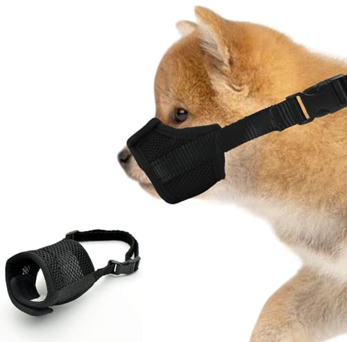 Museruola per Cani di Piccola e Media Taglia, Nylon con Rete Traspirante, Previene Morsi, Abbaiare e Masticare, Design Confortevole con Cinghie Regolabili (Taglia S)，Sicurezza pratica