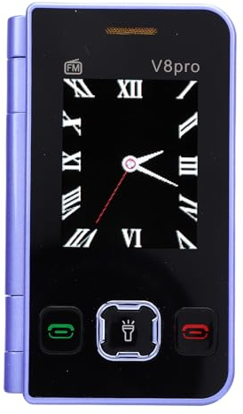Plyisty Large Keys Flip Phone with FM Radio, LED Flashlight, Multi Language Dual Screen 2G Mobile Phone for Photos and Videos, Quick Dial, Vibration (Purple)
