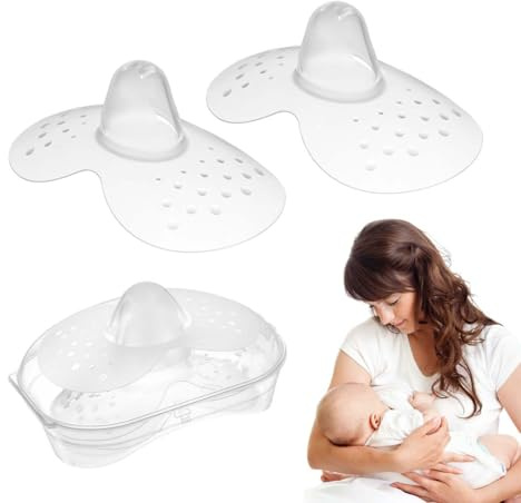 Stillhütchen, Inklusive 2 Brusthütchen und 1 Etui, Extra weiche Brusthütchen, zum Schutz beim Stillen, Für Maximalen Hautkontakt Zwischen Mutter Und Kind