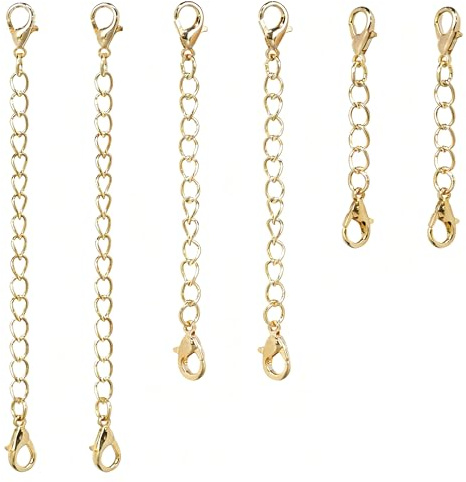 XIYING 6 Pcs Bracelet Extender Gold, Gold Chain Extender for Necklace, Safety Chain for Bracelet for DIY Jewelry Making of Necklace, Bracelets, Ankles