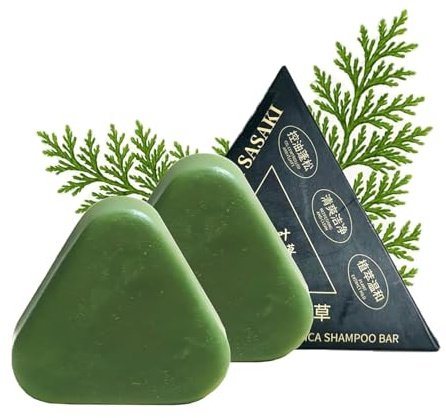Nature Triangle Shampoo Bar,2Stück Nature Green Shampoo,pflanzliches festes Shampoobar,Sanfte Reinigung und Nährende Pflege für Frauen Und Männer,Stärkt Glatt Haar