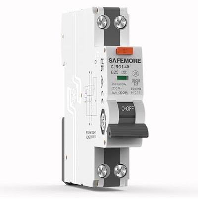 FI/LS-Schalter, 30mA Fehlerstromschutzschalter, 1P+N 6kA FI-Schalter mit RCBO 25Amp Nennstrom RCD-geschützter Leistungsschalter, 230V, Typ A, B25, Kurve B, DIN-Schienen-Montage, TÜV-zertifiziert