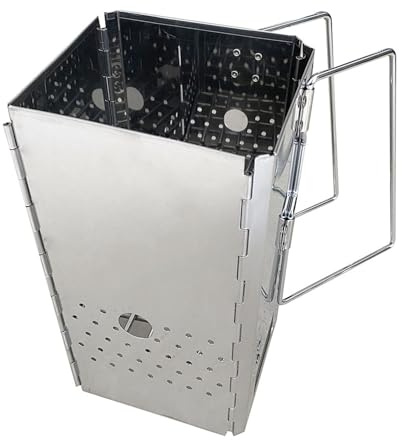 Accenditore portatile a carbonella in acciaio inox per uso esterno, forno a carbone pieghevole, riscaldamento per barbecue
