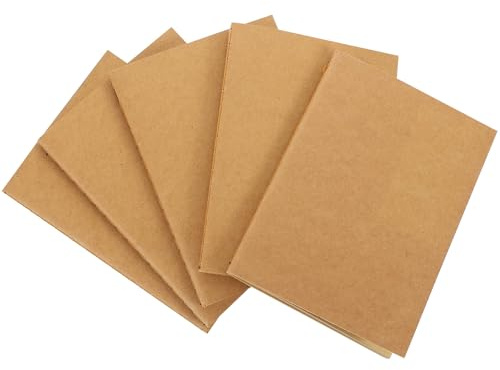 VICASKY 5 Stück pack Nachfüllbare Blanko Notizbücher mit Kraftpapier Cover Kleines Tragbares Tagebuch für Schule Büro Reisen Leichtes Notizblock zur Terminplanung Zufälliger Stil