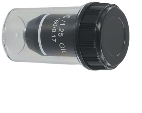 GANCEI Lente de objetivo de microscopio acromático, rosca Rms de 20,2 mm, para microscopio de laboratorio biológico de tubo de 160 mm, aumento de 4X 20X 40X 60X 100X (100X)
