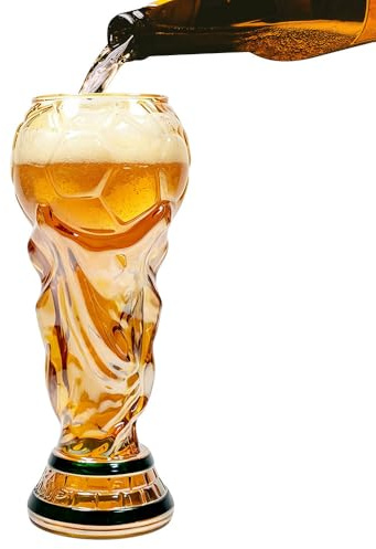 LYPPUL Jarra De Cerveza Copa Del Mundo, 500 Ml, Vidrio De Borosilicato, Copa Del Mundo Vaso De Cerveza, Divertidas Jarras De Fútbol Creativas Para Regalo