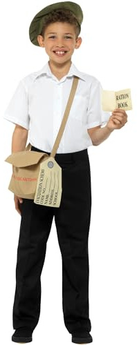 Smiffys Aussiedler-Kit, Braun, mit Hut, Tasche und Rationsbuch
