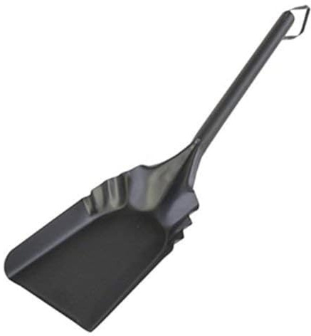 Rocky Mountain Goods Fireplace Shovel 17 - Heavy Gauge Steel - Heat Resistant Finish - Leather Hang Strap - Coal Shovel