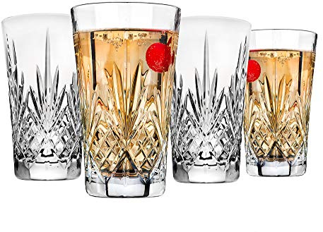 Godinger Beverage Tumbler Glasses All Purpose Highball - Dublin Collection, 12oz, SET OF 4