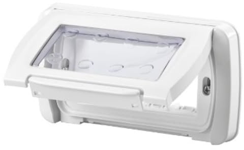 Gewiss Placca Stagna Autoportante 4 Moduli con portello trasparente per scatola di incasso IP55 (GW22461 Bianco Nuvola)