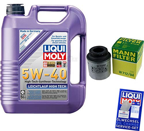 QR-PARTS 69319346 Filter Set Inspektionspaket 5 Liter Liqui Moly Motoröl Leichtlauf High Tech 5W-40 MANN-FILTER Ölfilter