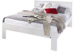 Rauch Möbel ALVARA, Bett, Farbe Weiß, Maße 145x90x209 cm | Doppelbett für Schlafzimmer, Jugendzimmer, Gästezimmer, mit Holzkopfteil, Liegefläche 140x200 cm
