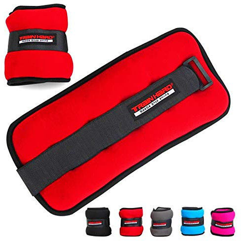 TrainHard 0.5 kg - 2 kg Gewichtsmanschetten für Hand - und Fußgelenke 2er Set - in 4 Varianten Gewichts and 5 Farben Laufgewichte (2 KG - Rot)