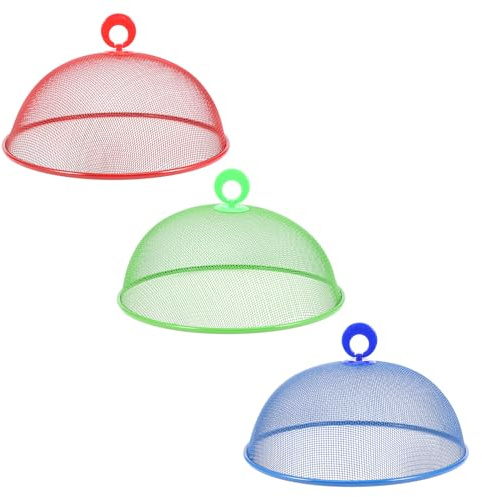 Lot de 3 Cloches Alimentaires Rondes en Maille métallique - Protection Contre Les et Les Insectes - 28 cm
