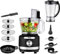 Venga! 8-in-1 Küchenmaschine, 3-l-Schüssel, 1,75-l-Mixbehälter, 2 Geschwindigkeitsstufen, Turbo-Funktion, 1000 W, schwarz/ silberfarben, VG HA 3001