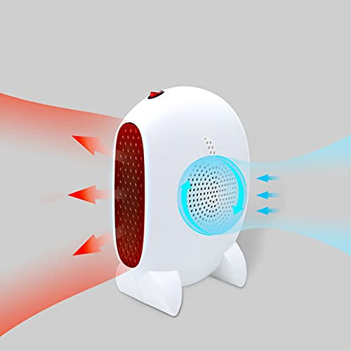 Bcofo Mini Termoventilatore ，Stufetta，Riscaldatore da Tavolo Super Caldo riscaldatore per la casa Mini scaldapiedi per Bambini per Studenti 500W，per Uso Interno ed Esterno (Color : White)