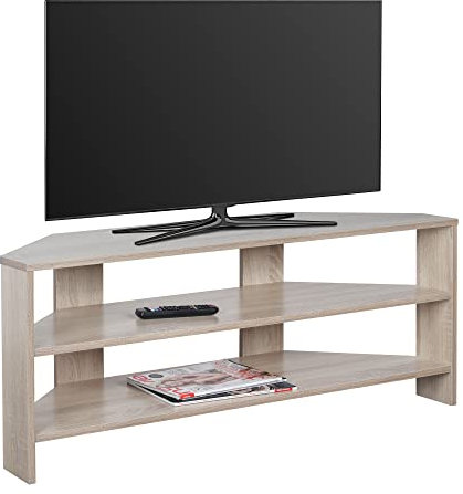 RICOO TV Schrank Lowboard Eiche Sonoma Braun WM069-ES Fernsehtisch Holz Fernsehschrank 110 x 45 x 36 cm Eckschrank für Fernseher Tisch Sideboard Wohnzimmer Fernsehkommode