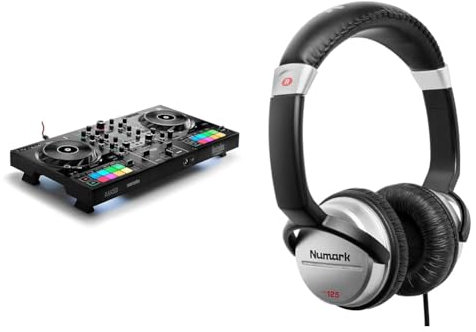 Hercules DJControl Inpulse 500 2-Deck USB DJ Controller for Serato DJ and DJUCED & Numark HF125 - Ultra-Portable Professional DJ Headphones with 6 ft Cable, 40 mm Drivers for Extended Response