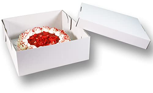 25 Stück Tortenkartons 32x32x12cm 2teilig | Kuchen Transportbox aus Pappe für Torten und Kuchen | Praktische Kuchenkartons oder Cake Box | Die Kuchenbox aus stabiler Pappe als Kuchen Verpackung