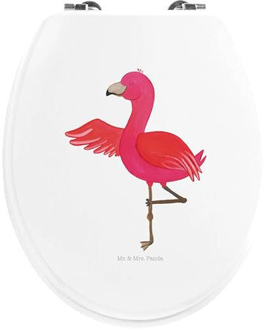 Mr. & Mrs. Panda Motiv WC Sitz Flamingo Yoga - Geschenk, Aufregen, Baum, Yogi, Tiefenentspannung, Klobrille, Yoga-Übung, Toilettendeckel,