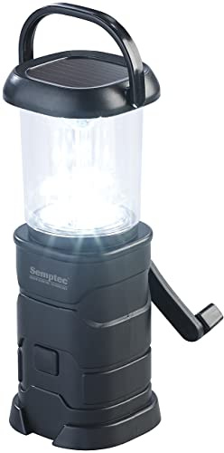 Semptec Urban Survival Technology Kurbel Lampe: LED-Camping-Laterne, lädt per Dynamo, Solar und USB, 300 mAh, 60 Lumen (Kurbellampe mit Solar, LED Kurbellampe, Zelt)