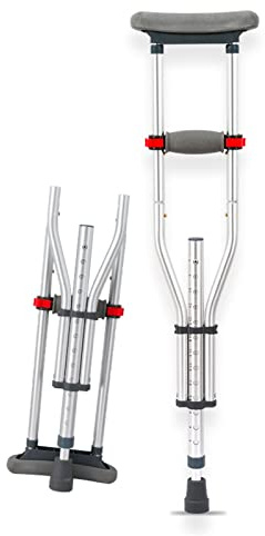Faltbare Achselkrücken, Medizinische Aluminiumgehstützen, Orthopädische Krücken für Frauen und Männer, Höhenverstellbar, Ideal für Reisen Oder Arbeit, 1 Stück