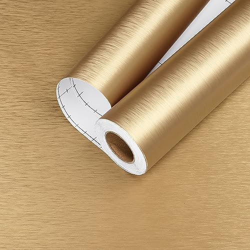 Yullpaper Gold Wallpaper Peel and Stick 40cm X 800cm Sticky Back Plastic Roll Washable Kitchen Wallpaper Metal Style Counter Vinyl Wrap for Kitchen Worktop Covering Vinyl Self Adhesive Wall Paper