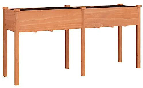 vidaXL Odlingslåda med foder brun 161x45x76 cm massivt granträ