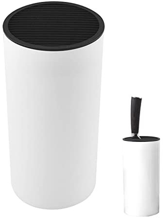 Empty Knife Block,Universal Knife Holder Round Knife Block Detachable Knife Holder Stand Protecingt Blade Knife Storage Rack for Kitchen (White)